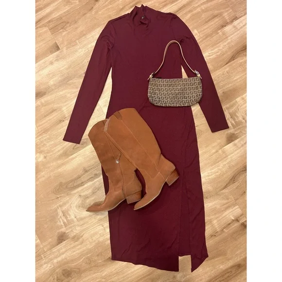 how chris brown dresses AFRM Thelma Dress in Birch Dot, Pink/Brown – Plus One Dress Hire main image 0